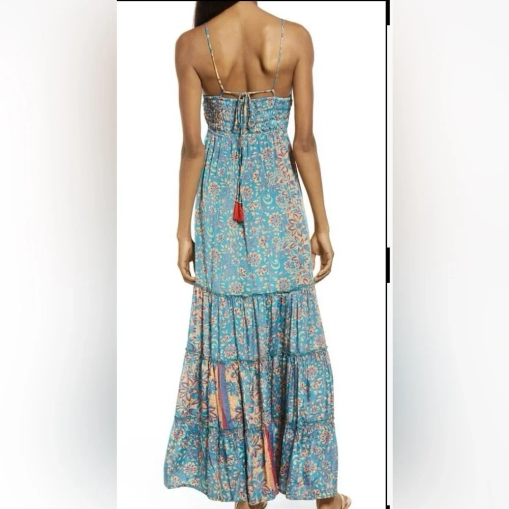 Anthropologie Floral Blue Maxi Dress Raga made NWT - Picture 4 of 5